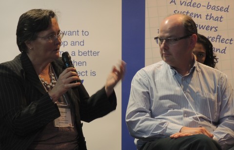 Professor Marilyn Leask debating with Bill Michell, British Computing Society Professor Marilyn Leask debating with Bill Michell, British Computing Society