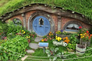 A house in Hobbiton, set for the Hobbit film.